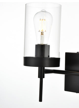 2 Light Black And Clear Bath Sconce