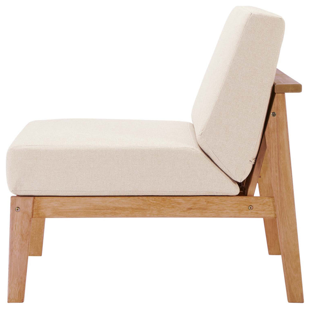 Lounge Sectional Sofa Chair Set, Wood, Brown Natural Taupe Gray, Modern, Outdoor