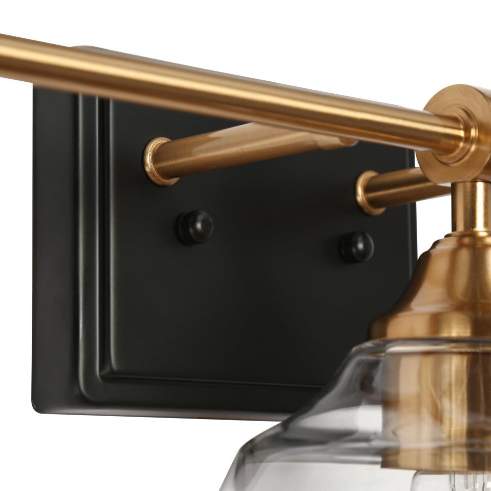 LNC 24.4" 3-Light Matte Black and Polished Gold Modern Bathroom Vanity Light