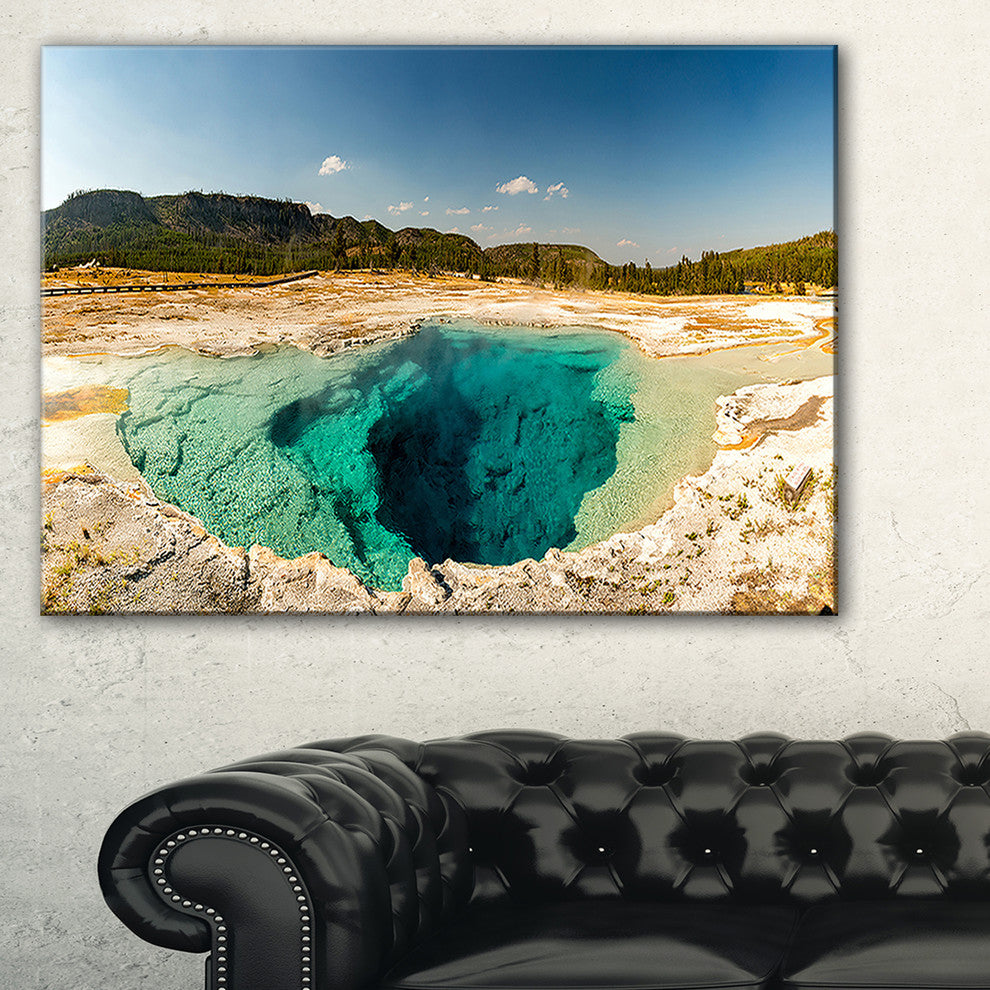 "Yellow Stone Pool Panorama" Landscape Print Wall Artwork, 32"x16"