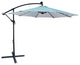 10' Steel Patio Umbrella Outdoor Market With Crank and LED Lights, Blue Striped