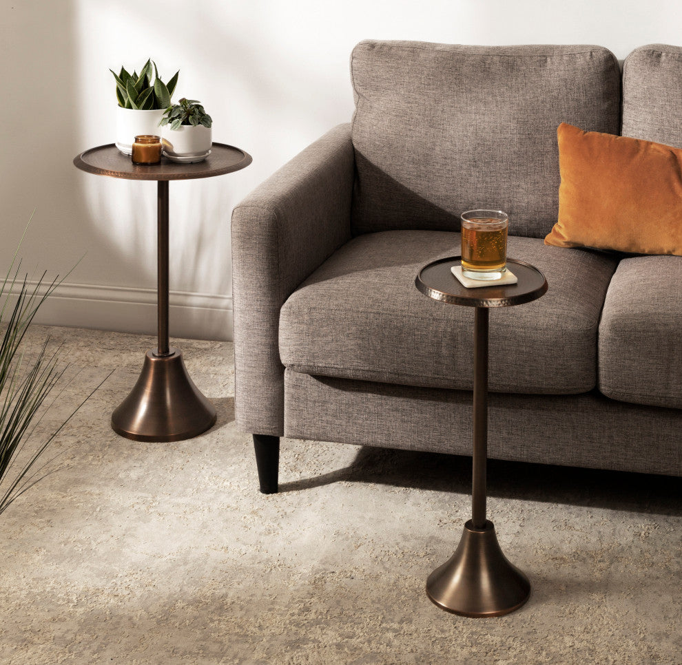 Sanzo Metal Side Table, Bronze 9x9x23