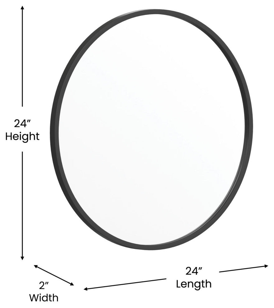 Black 24 Round Wall Mirror