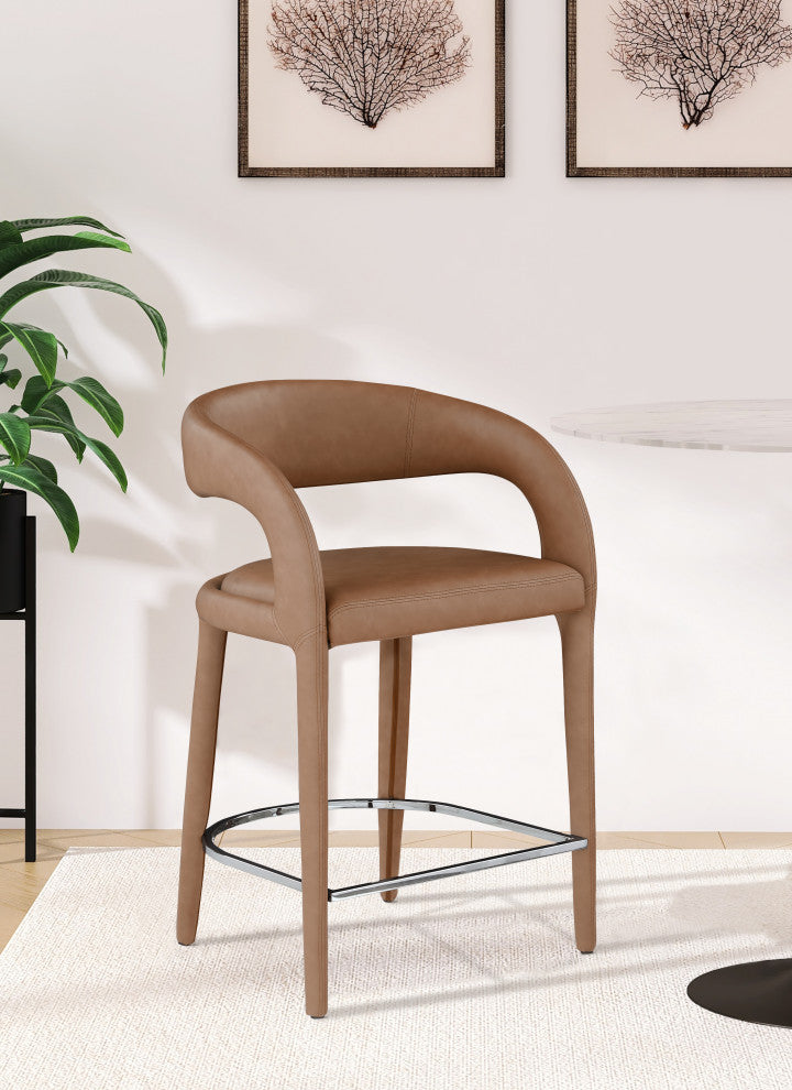 Sylvester Faux Leather Stool, Brown