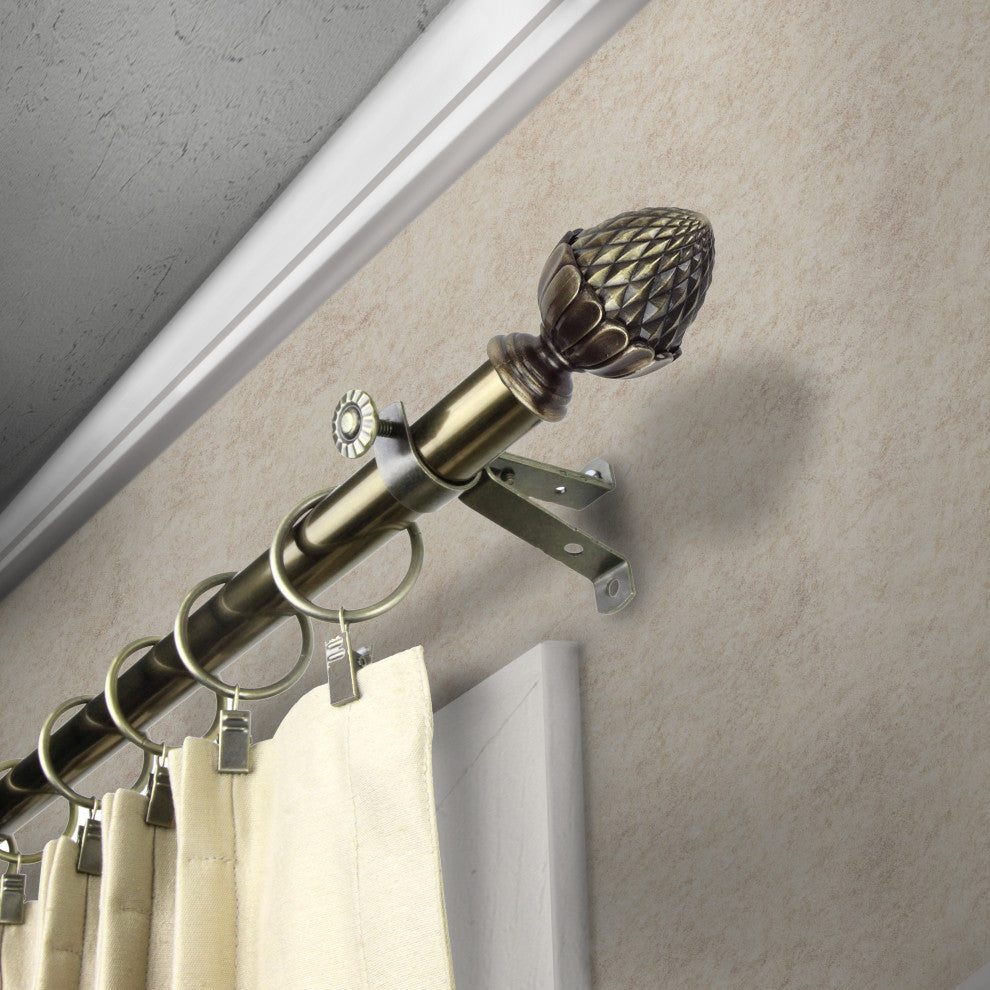 Opal 13/16" Diameter Curtain Rod, Antique Brass, 18-28"
