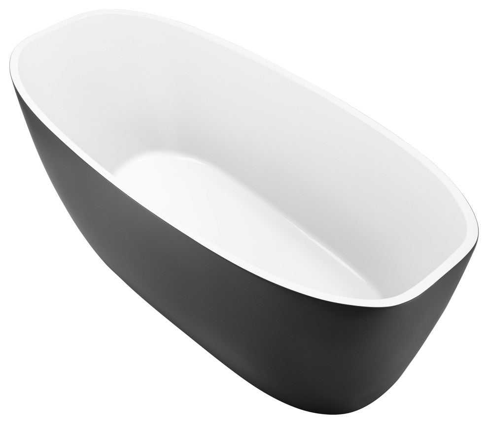 59" Acrylic Freestanding Single Slipper Soaking Bathtub, Gray