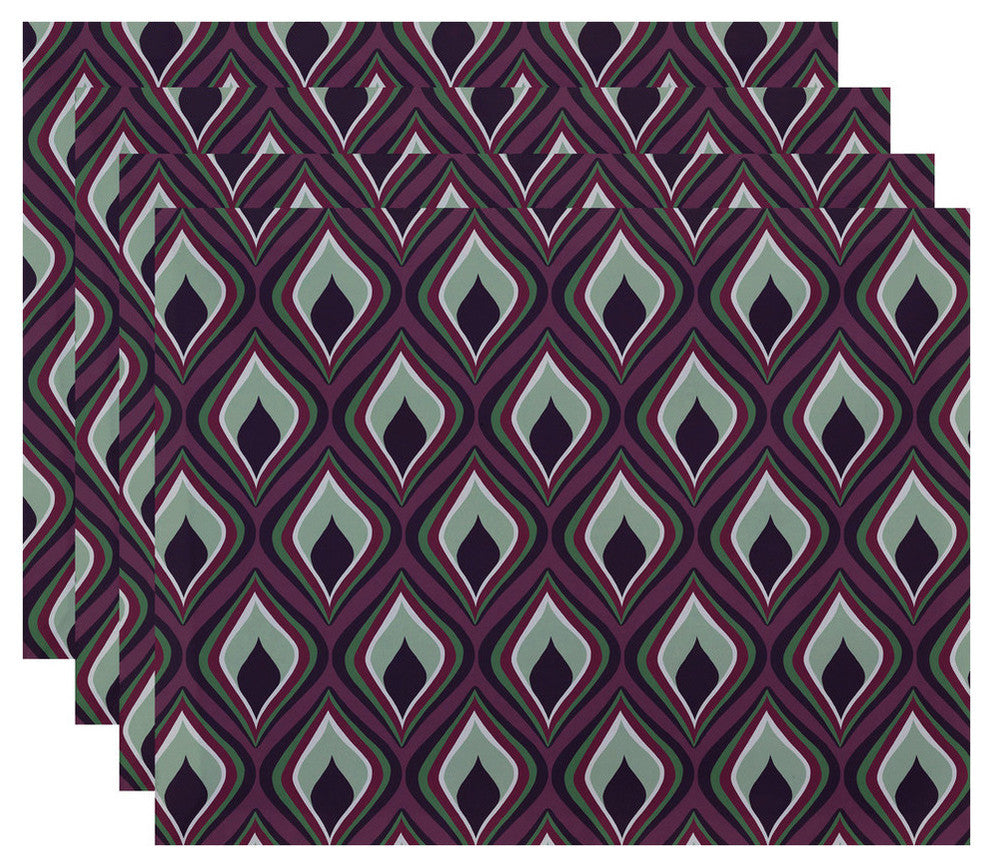 Candlelight Geometric Print Placement, Mulberry, Set of 4