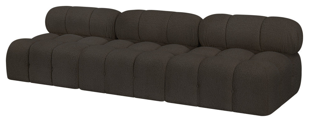 Ames Boucle Fabric Modular Sofa, Brown, 3-Piece: 3 Armless Chair