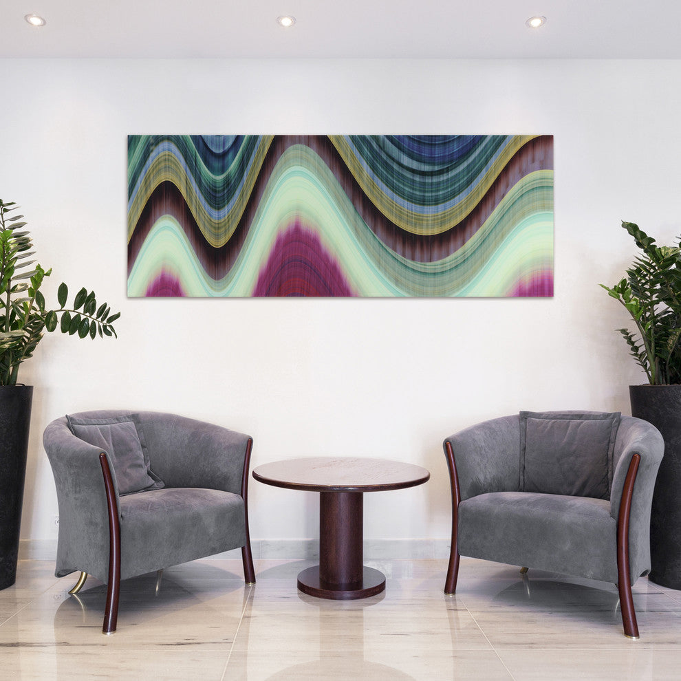 "Rumba 1" Abstract Wall Art on Frameless Free Floating Tempered Glass 63x24