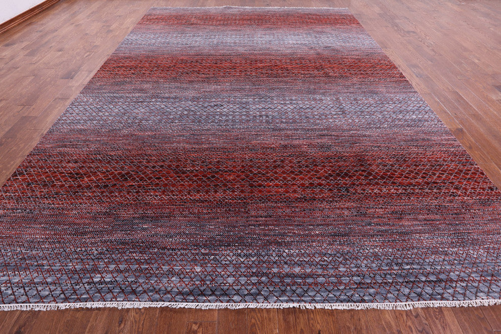 9' 10" X 13' 10" Savannah Grass Handmade Wool Rug Q9208