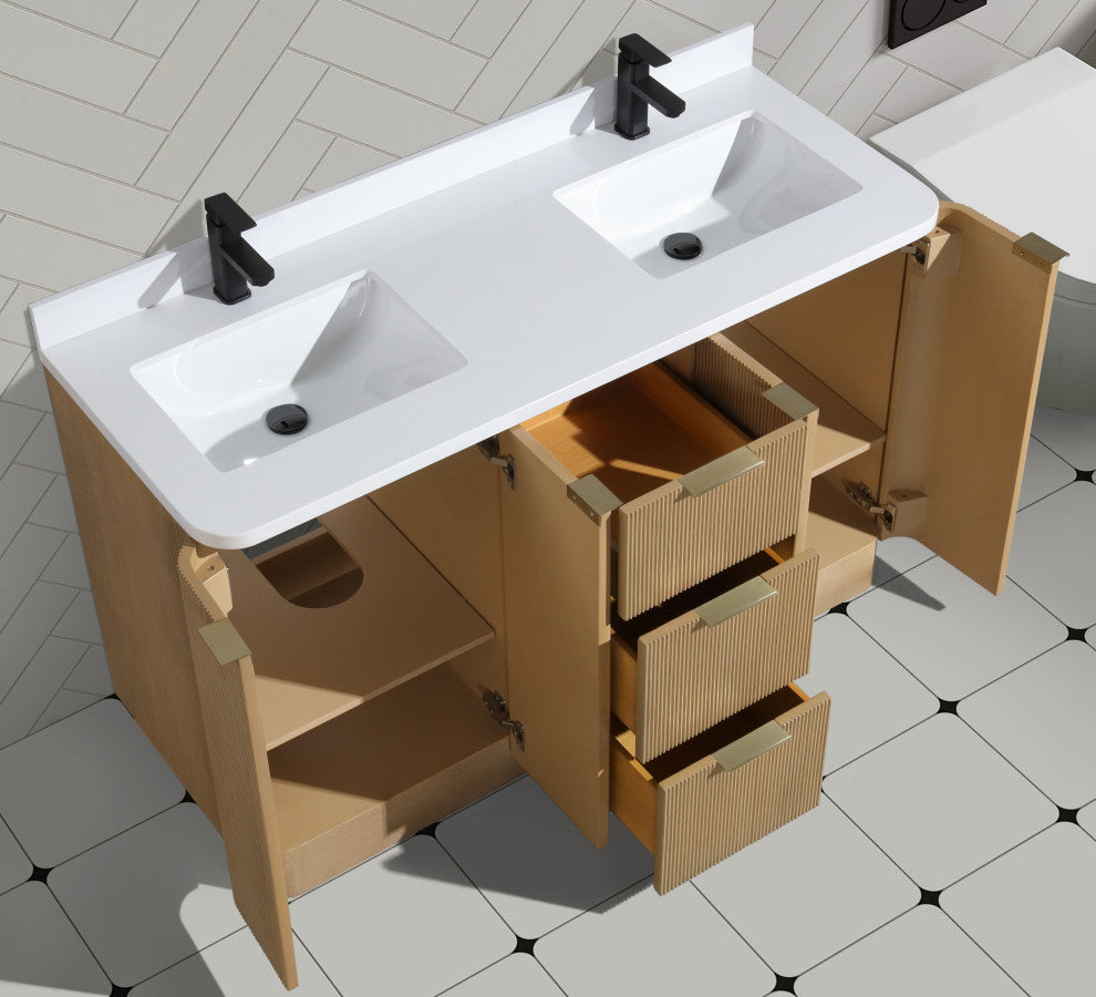Ari Kitchen and Bath Calamigo 55" Freestanding Bathroom Vanity Oak