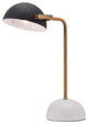 Table Lamp, Artificial Marble, Steel Metal, Black, Brass, White Lounge