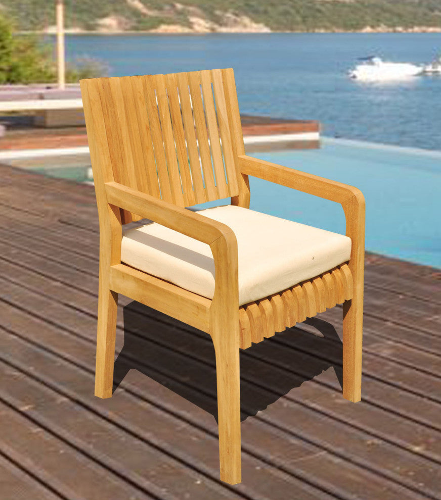 7-Piece Outdoor Teak Patio Dining Set: 94" Oval Extn Table, 6 Maldives Chairs