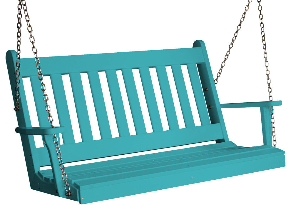 Poly Traditional English Porch Swing, Aruba Blue, 4 Foot