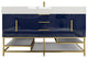 Madison 60" Free Standing Single Sink Vanity with Reinforced Acrylic Sink, High Gloss Blue