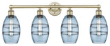 Edison-Vaz 4-Light 33" Bath Vanity Light, Antique Brass, Princess Blue