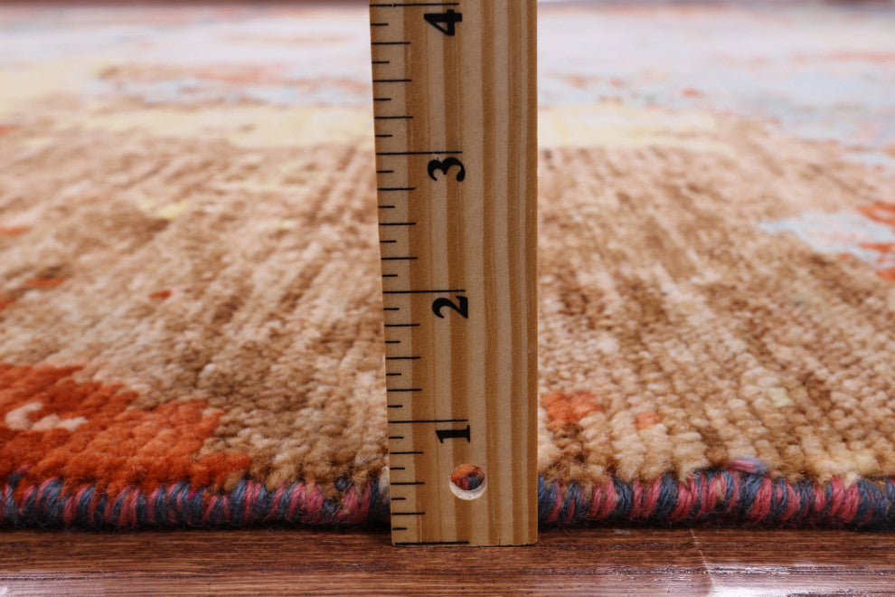 9' 1" X 12' 1" Abstract Handmade Wool Rug Q9391