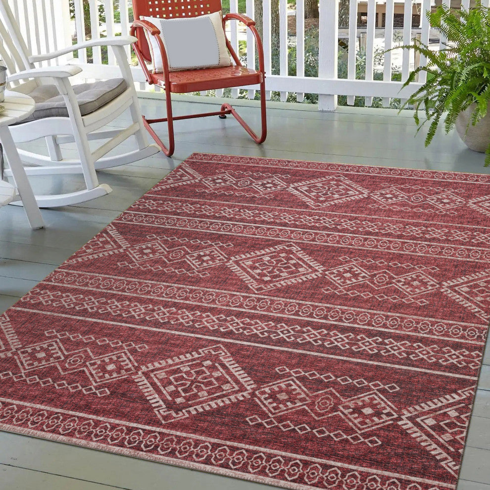 Indoor/Outdoor Sedona SN14 Paprika Machine Washable 3' x 5' Rug