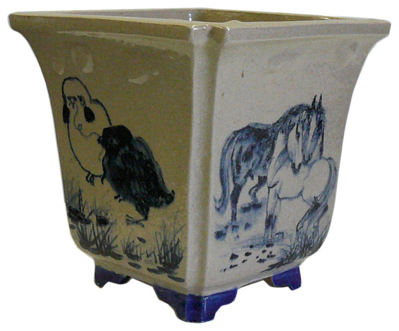Chinese Hand Painted Oriental Scenery Ceramic Planter