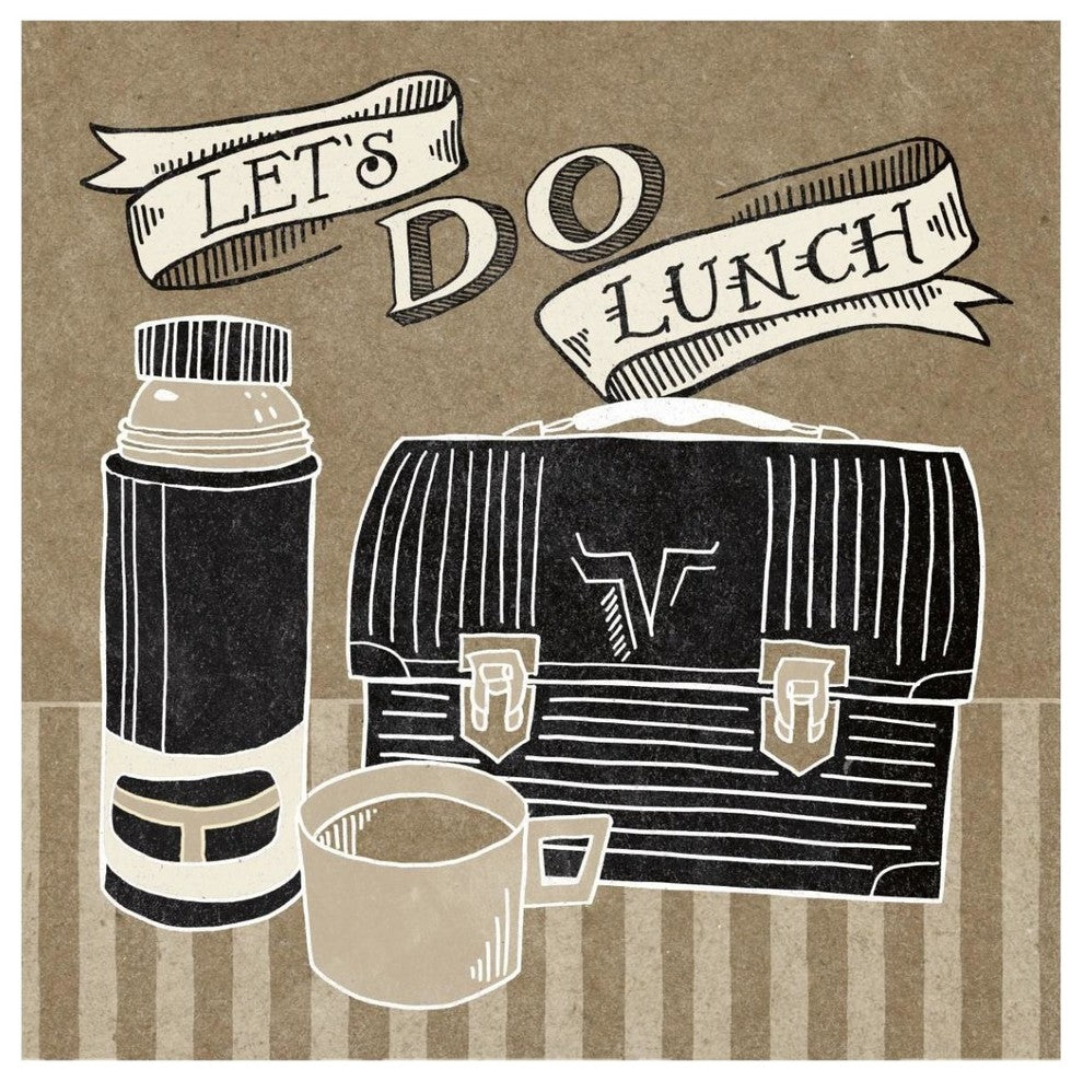 "Lets Do Lunch Taupe" Digital Paper Print by Mary Urban, 42"x42"