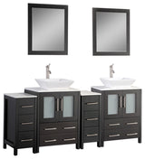 Vanity Art Bathroom Vanity Set With Sink, Espresso, 72", Standard Mirror