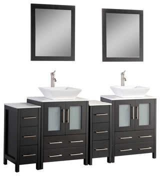 Vanity Art Bathroom Vanity Set With Sink, Espresso, 72", Standard Mirror