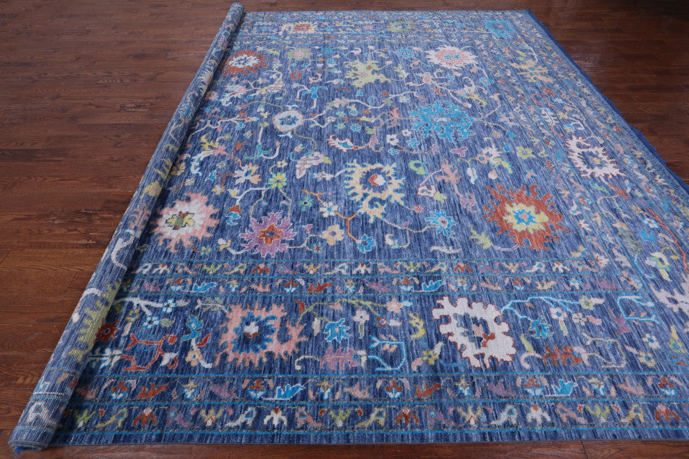 12' Square Hand Knotted Turkish Oushak Wool Rug - Q13343