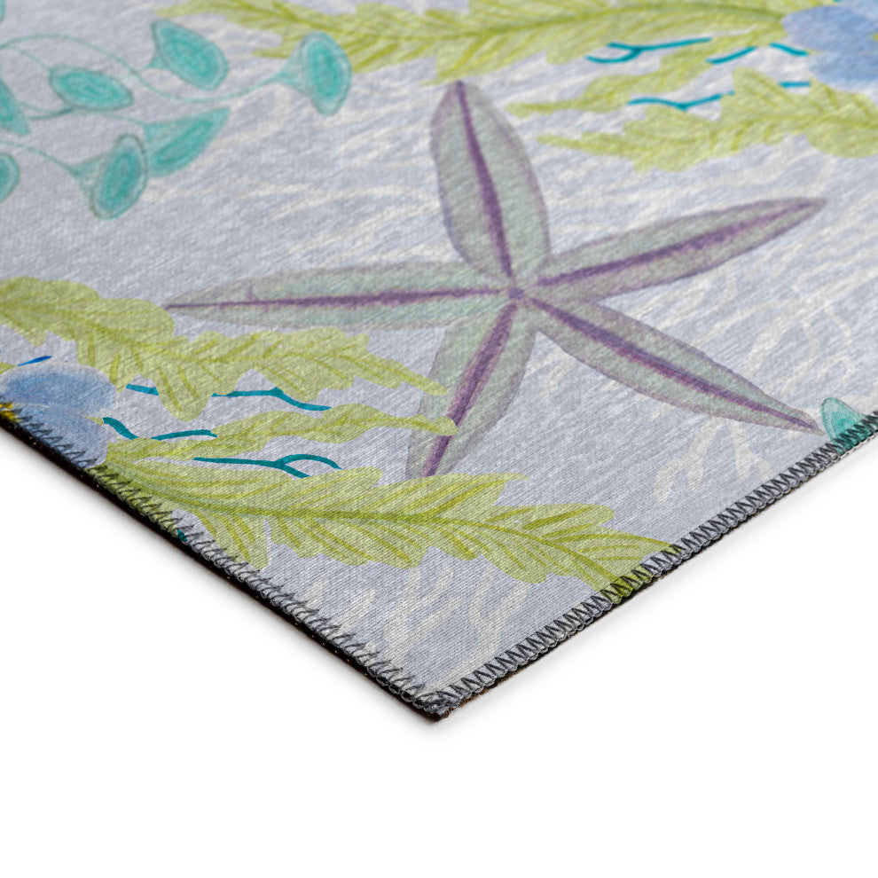 Indoor/Outdoor Seabreeze SZ1 Silver Machine Washable 8' x 10' Rug