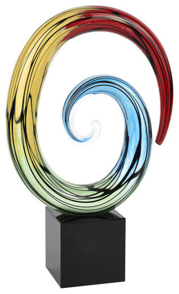 Badash GW667 Murano Art Glass Rainbow Centerpiece Black Crystal Base
