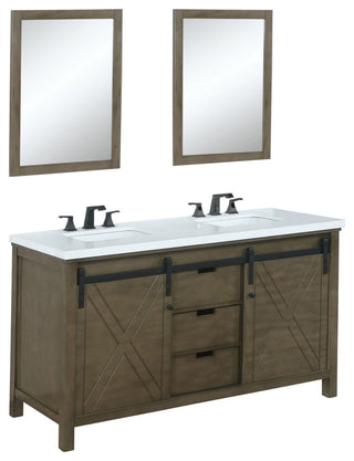 Marsyas Transitional Rustic Brown 60" Double Vanity Set