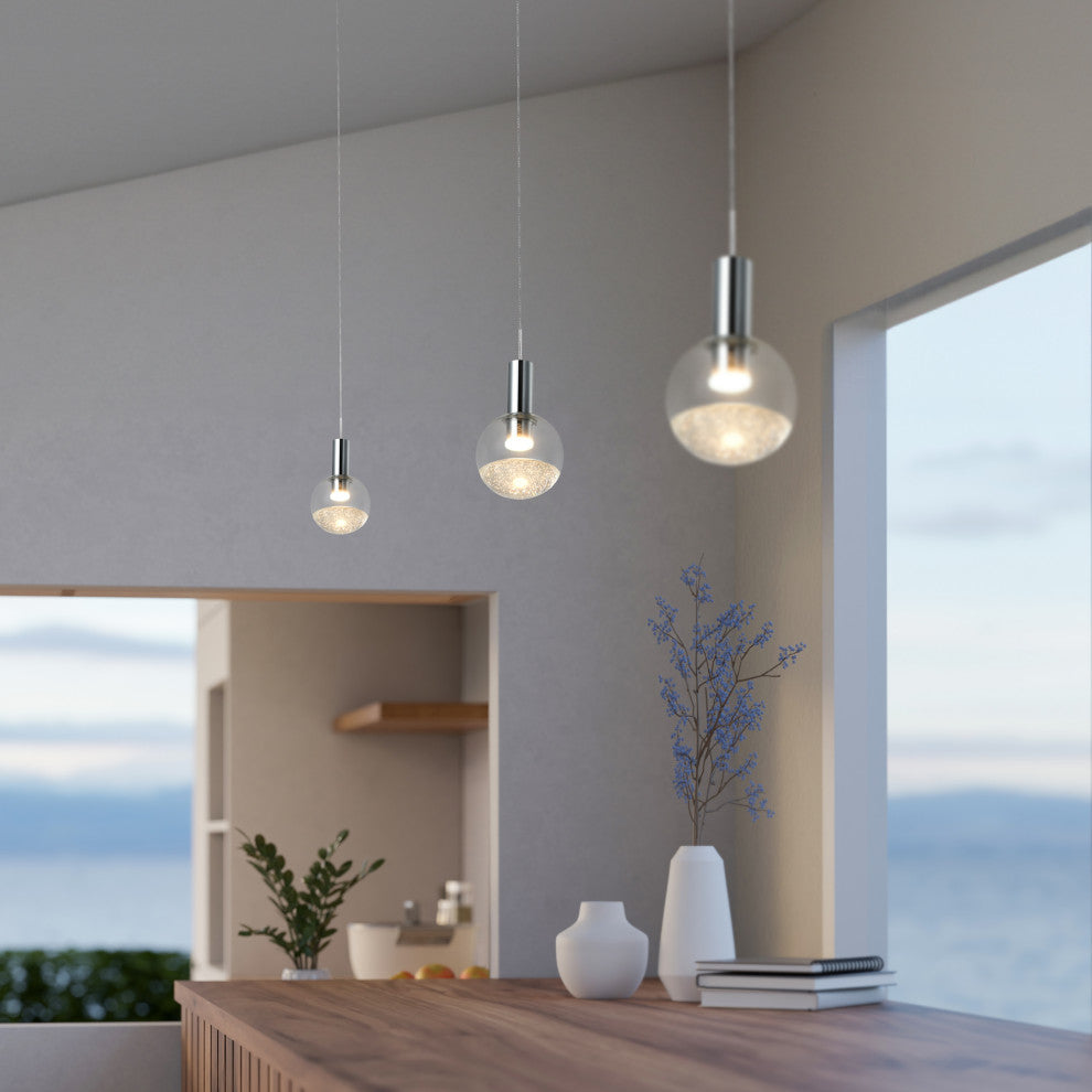 Sienna 5" ETL Certified Integrated LED Pendant Lighting Fixture, Polished Chrome