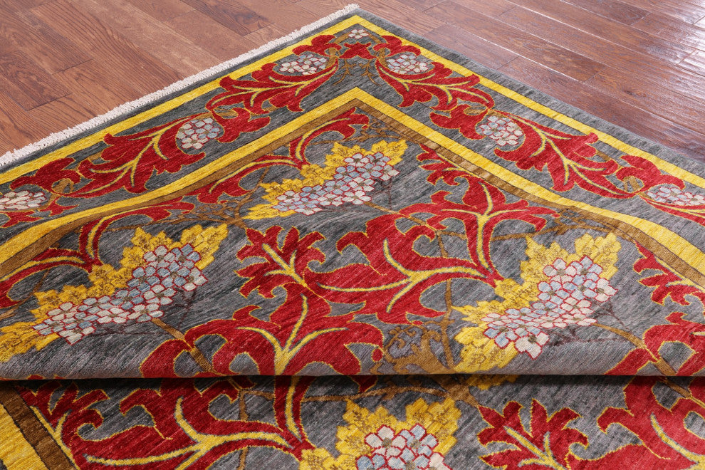 7' 10" X 9' 10" Handmade William Morris Wool Rug Q6518
