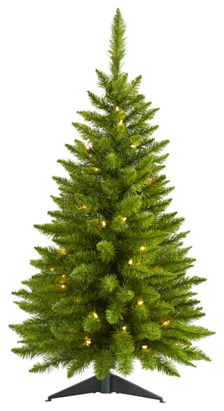 3' Providence Pine Faux Xmas Tree, Metal Planter W/ Lights & Bendable Branches