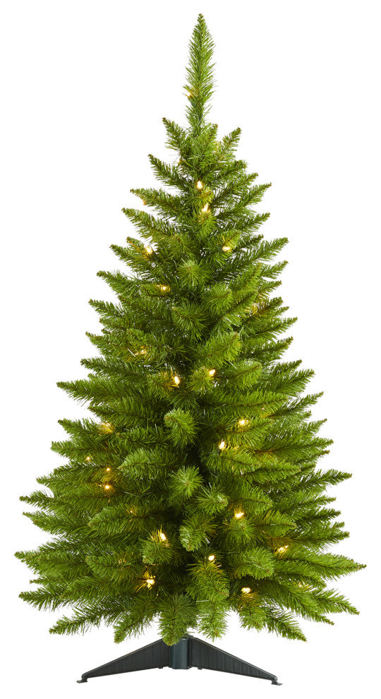 3' Providence Pine Faux Xmas Tree, Metal Planter W/ Lights & Bendable Branches