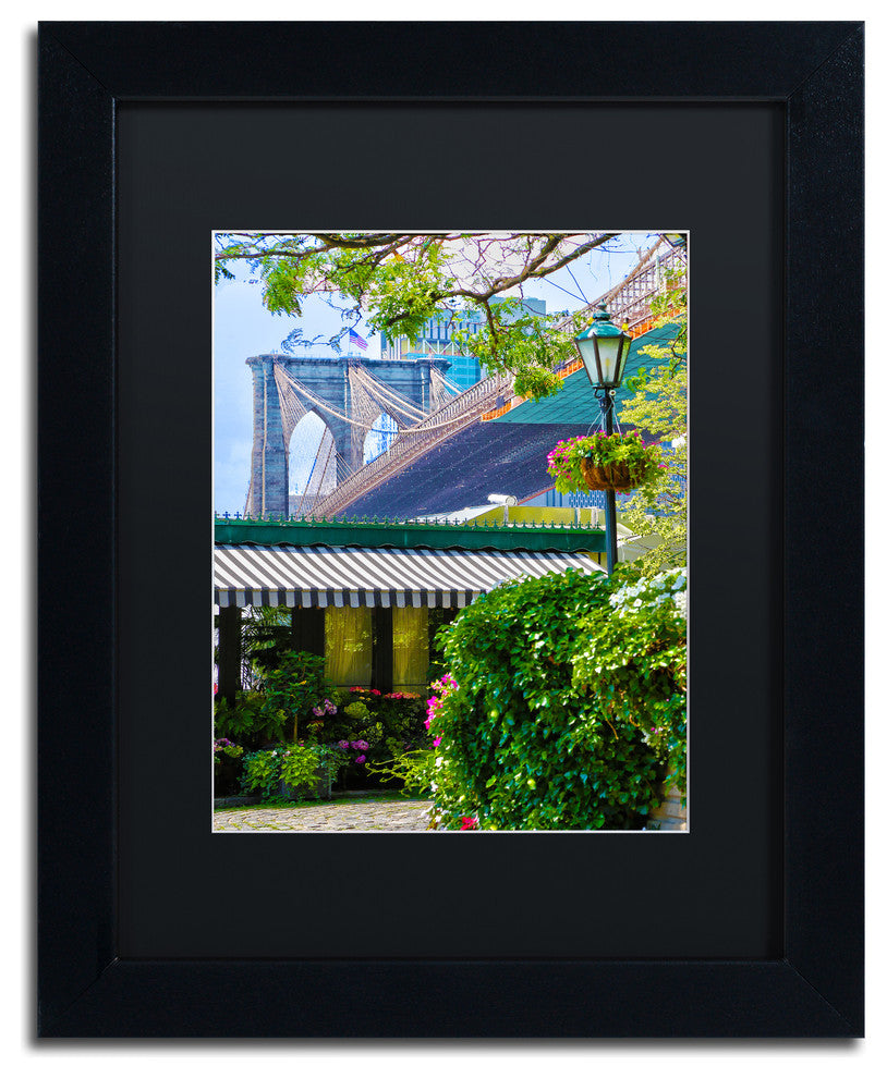 CATeyes 'Brooklyn Bridge 2' Matted Framed Art, Black Frame, Black Mat, 11x14