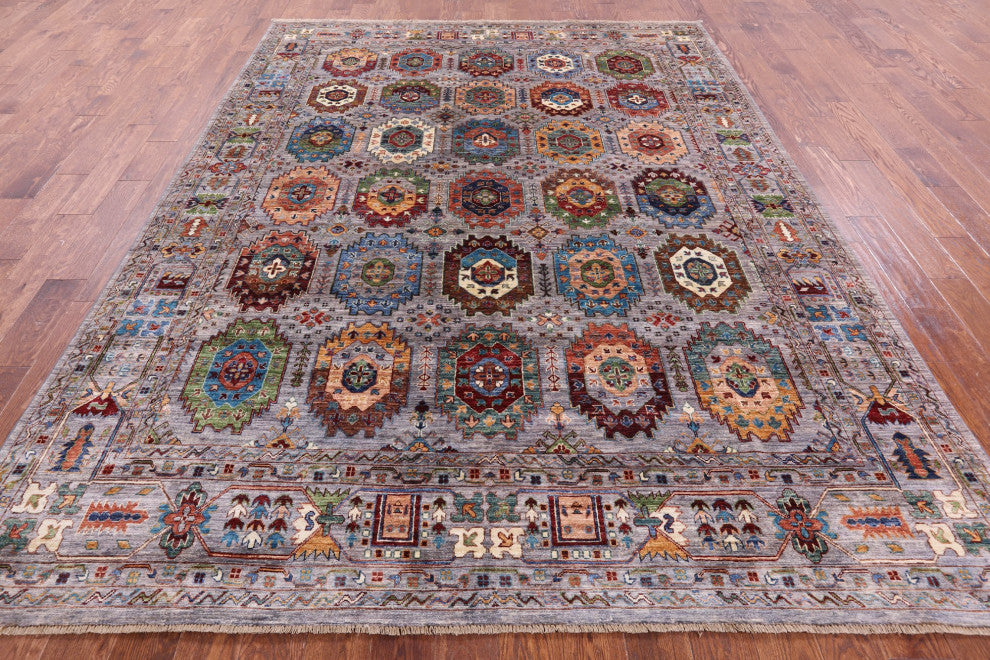 7' 11" X 10' 4" Hand Knotted Fine Turkmen Wool Rug - Q12143