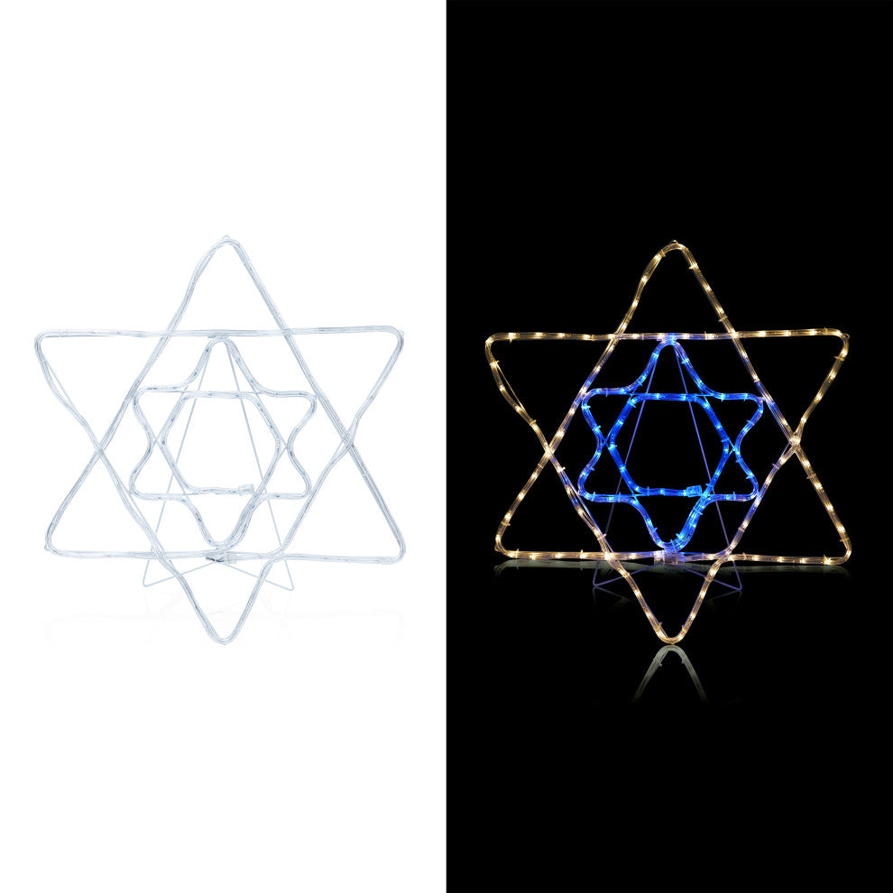 Hanukkah Decoration with Blue and White LED Lights, Star of David