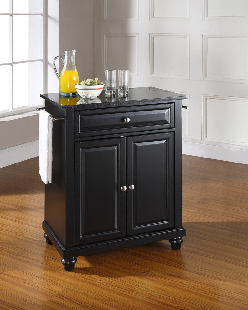 Cambridge Solid Black Granite Top Portable Kitchen Island