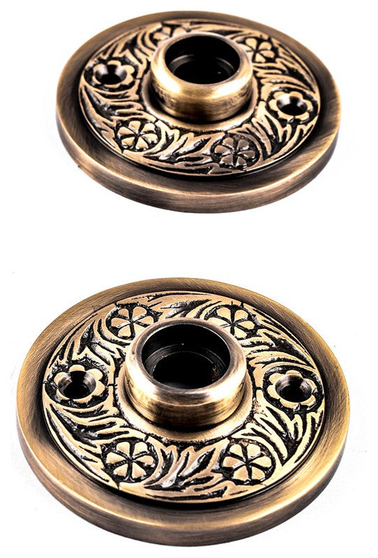 2 Pair Victorian Rosette Cast Antique Brass Door Hardware Renovators Supply