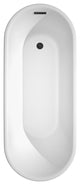 Ursula 67" Freestanding White Bathtub, Matte Black Drain and Overflow Trim
