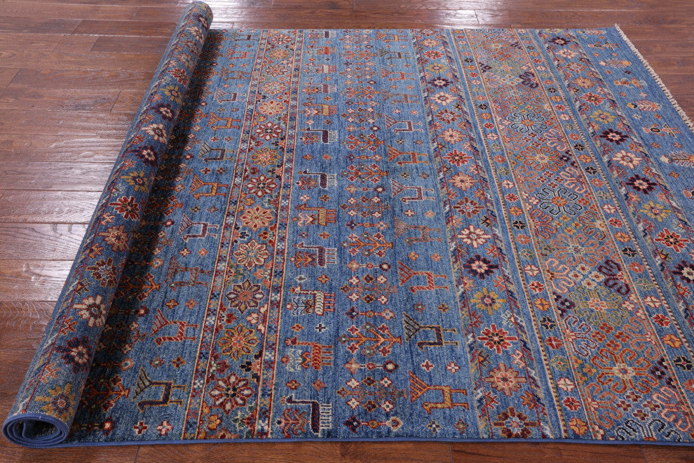 5' 6" X 8' 5" Tribal Persian Gabbeh Hand-Knotted Rug Q5356