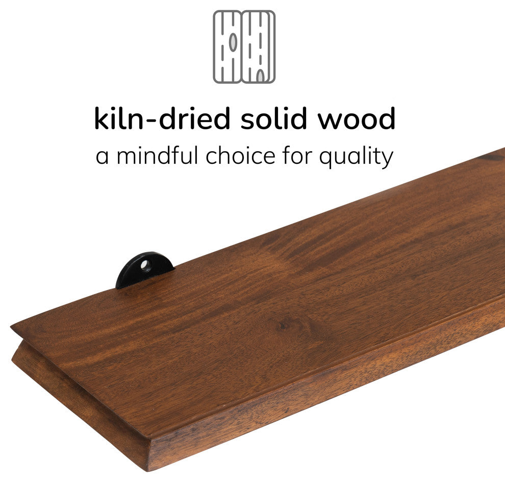 Hamish Wall Mounted Shelves, Walnut, 24"