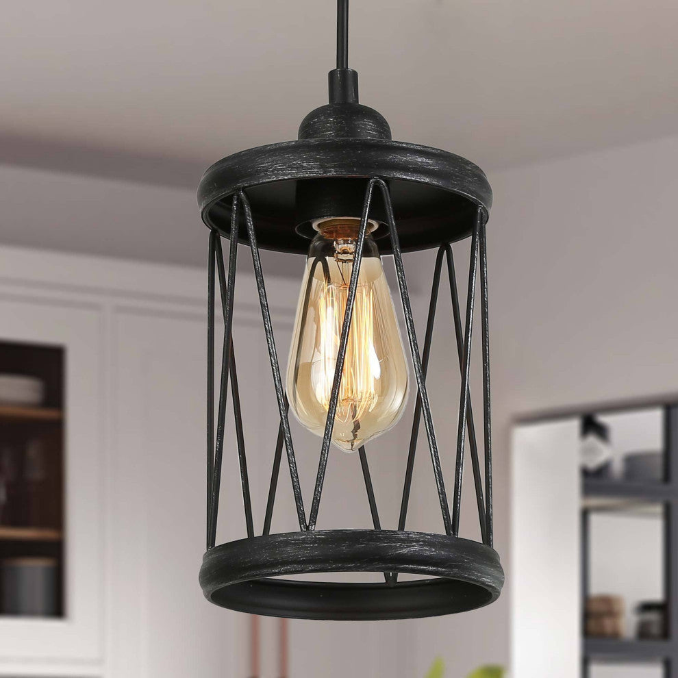 LNC Modern 1-Light Brushed Black Pendant, Kitchen Island Light
