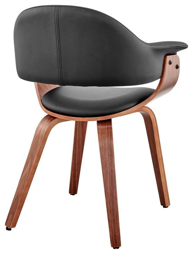 Adalyn Black Faux Leather and Walnut Wood Dining Room Accent Chair