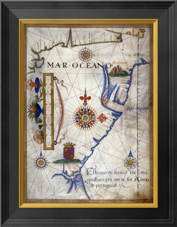 "Mar Oceano - Portolan Atlas Illumination"  by Sebastiano Lopes, 16x20"