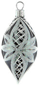 Glass Teardrop With White Ribbons Ornament