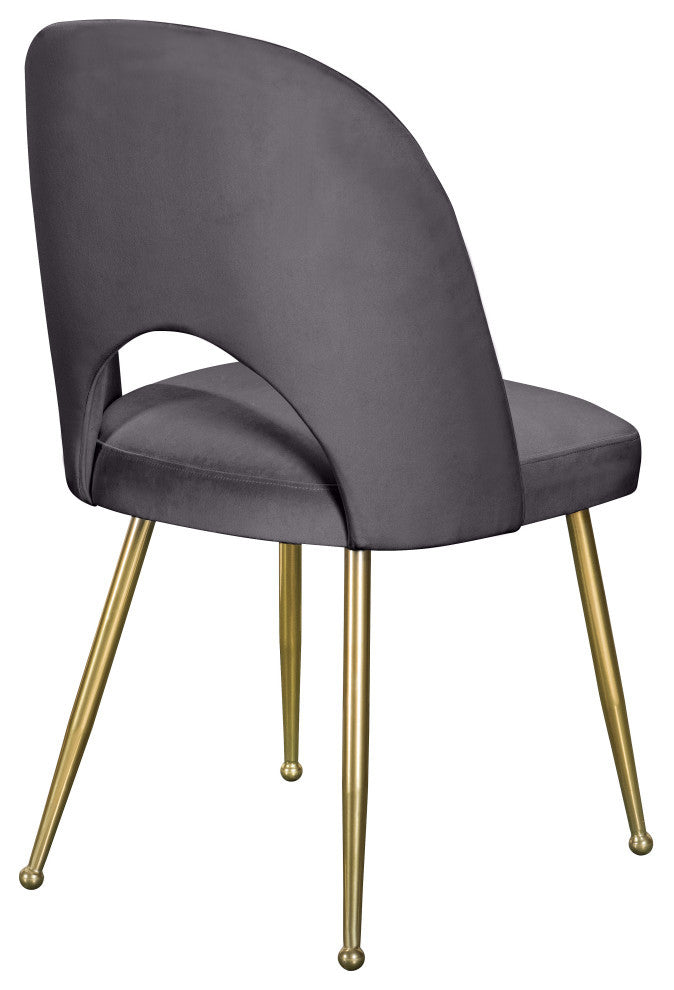 Logan Velvet Dining Chairs With Brushed Gold Legs (Set of 2), Gray