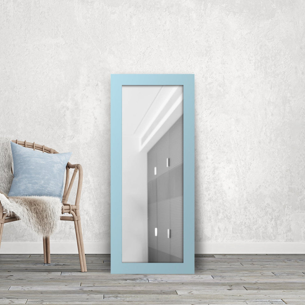 72"x30" Pop of Color Wall/Floor Mirror Art, Soft Blue
