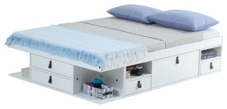 Memomad Bali Storage Platform Bed with Drawers (Full Size, Off White)