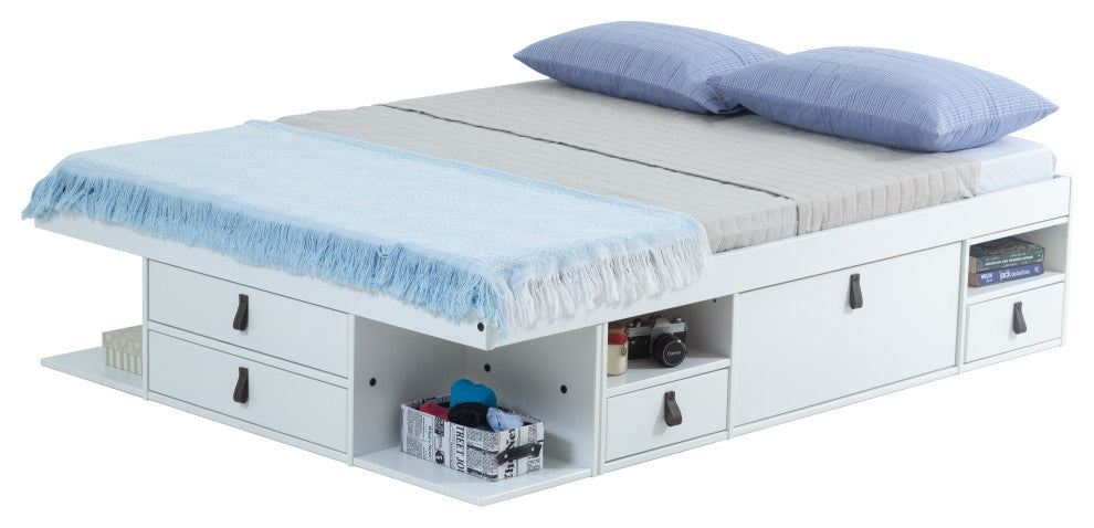 Memomad Bali Storage Platform Bed with Drawers (Full Size, Off White)
